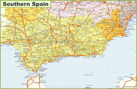 labeled map of spain|printable map of southern spain.
